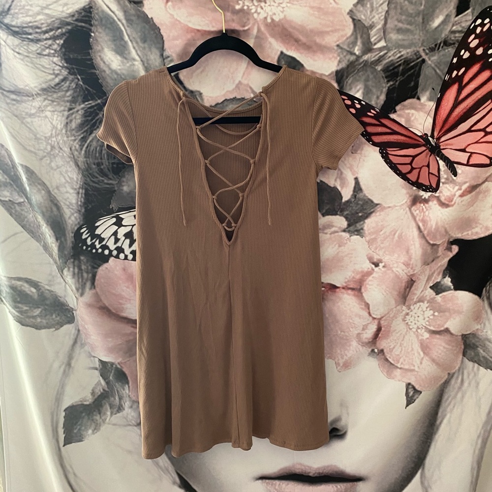 Brown low cut dress